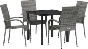 vidaXL Kert étkező szett 5 pcs Szürke Porszórt acél