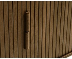 Barna alacsony komód tolóajtóval, tölgyfa dekorral 76x160 cm Cavo – Unique Furniture