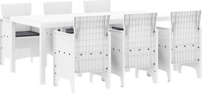 vidaXL Kert étkező szett 7 pcs Fehér Polipropilén