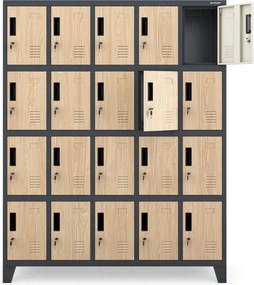 BHP szociális szekrény rekeszekkel, antracit / sonoma tölgy, 1360x1720x450 mm: ROBERT Eco Design
