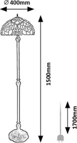 Brilagi - Tiffany-stílusú vitrázs állólámpa GARLAN 2xE27/60W/230V