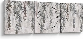 Kép - Fűzfa gallyak szürke vakolatban (órával) (90x30 cm)
