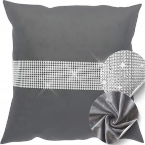 40x40 cm-es velúr párnahuzat, sima, cirkónia kövekkel díszítve