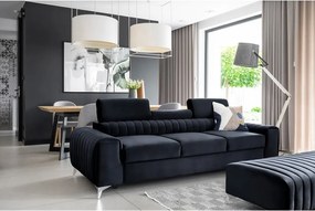 Antracitszürke bársony kinyitható kanapé 261 cm Laurence – ELTAP