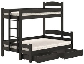 Lovic emeletes ágy, fiókokkal, bal oldali - 90x200 cm/120x200 cm - fekete