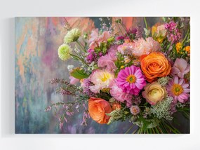Vászonkép Canvas Dekoráció Színes Virágok Csokor Kötés 120x80