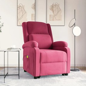bordó bársony felállást segítő masszázsfotel