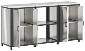 Konyhai Tároló Készlet polcokkal 3 pcs Ezüst 180 x 50 x 92 cm