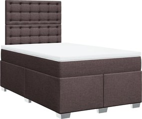 vidaXL sötétbarna szövet rugós ágy matraccal 120 x 200 cm