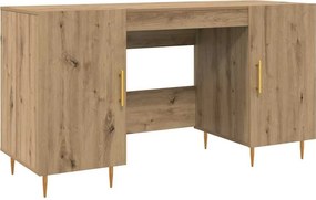 vidaXL Asztal polcokkal kézműves tölgy 140 x 50 x 75 cm Faanyag