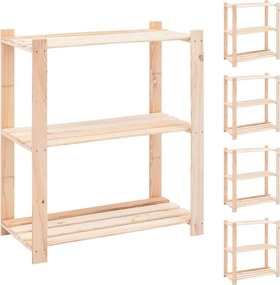 vidaXL 5 db 3-szintes tömör fenyőfa tárolópolc 150 kg 80 x 38 x 90 cm