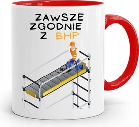 Piros Építőipari Bögre Barkácsoló Szakember Ajándék fényképes nyomtatással