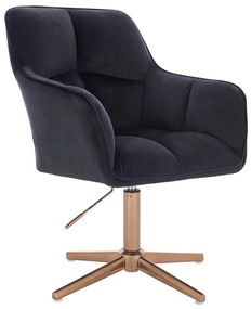 HR550CROSS Fekete modern velúr szék arany lábbal