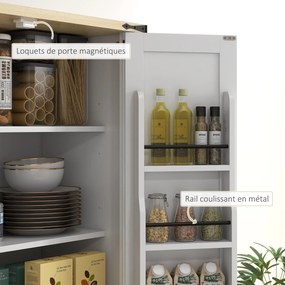HOMCOM Konyhai Szekrény Buffet Konyhai Fiókos Tárolóegység, 4 Ajtóval, 6 Polc, 1 Fiók és Állítható Polcok, Többfunkciós Tárolás, 76.5 x 40 x 181 cm, F