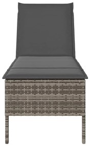Szürke polyrattan napozóágy párnával 55x200x44 cm