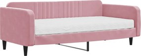 vidaXL rózsaszín bársony kanapéágy matraccal 100 x 200 cm