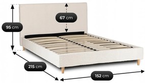 Krém Bouclé Kárpitozott Franciaágy. 140x200 KIOTO