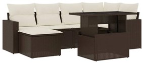 7 részes barna polyrattan kerti ülőgarnitúra párnákkal