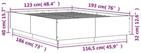 betonszürke szerelt fa ágykeret 120 x 190 cm