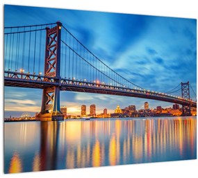 Kép - Benjamin Franklin híd, Philadelphia (üvegen) (70x50 cm)
