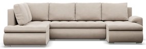 Tokio U sarokkanapé, 3 ágyneműtartóval, bársony, baloldali, bézs