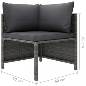 vidaXL 6 részes szürke polyrattan kerti ülőgarnitúra párnákkal