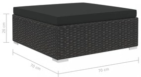 vidaXL 6 részes fekete polyrattan kerti ülőgarnitúra párnákkal