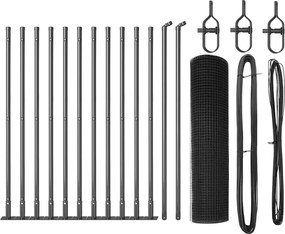 vidaXL Kerítésoszlop Szürke 25 x 0,4 m (12 x 12 mm háló) Acél és PVC