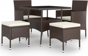vidaXL 5 részes barna polyrattan kerti étkezőgarnitúra