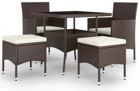 vidaXL 5 részes barna polyrattan kerti étkezőgarnitúra