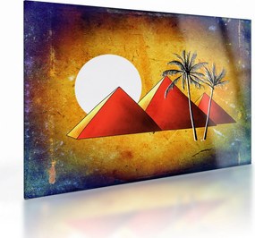 Festett egyiptomi piramisok képe (üvegen) (70x50 cm)