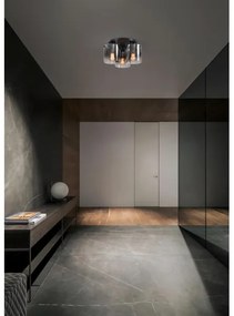 Searchlight 88911-3BK - SWEDEN mennyezeti lámpatest, 3xE27/60W/230V, átm. 39 cm, fekete/füst