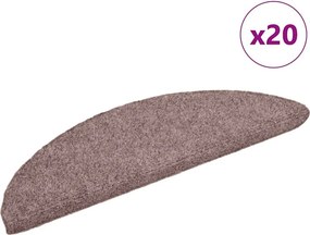 vidaXL 20 db öntapadós lépcsőszőnyeg, világosbarna, félkör alakú, 56 x 17 x 3 cm