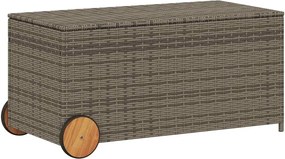 vidaXL szürke polyrattan kerti tárolóláda kerekekkel 190 L