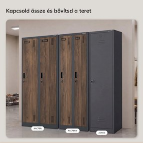 Kétrekeszes dolgozói szekrény, antracit, dió, 600x1800x500 mm: KACPER II Eco Design