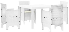 vidaXL Kert étkező szett 5 pcs Fehér Polipropilén