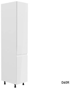 ASPEN D60R magas konyhaszekrény, 60x212x58, fehér/szürke magasfényű, bal