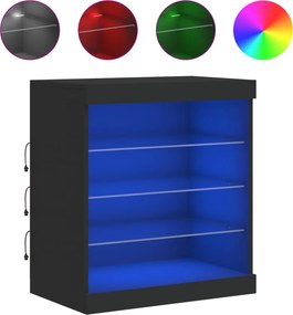 vidaXL fekete tálalószekrény LED-világítással 60,5 x 37 x 67 cm