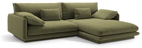 Világoszöld bársony sarokkanapé (jobb oldali-heverő résszel) Torino – Micadoni