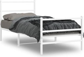 vidaXL fehér fém ágykeret fej- és lábtámlával 90 x 200 cm