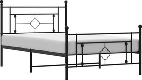 vidaXL fekete fém ágykeret fej- és lábtámlával 107 x 203 cm