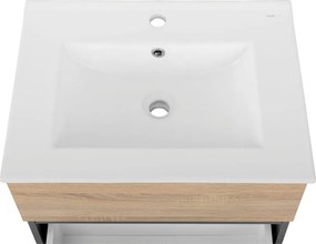 Natúr színű fali szekrény mosdókagyló nélkül, tölgyfa dekorral 60x52 cm Wisla – Støraa