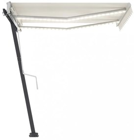 krémszínű kézzel kihúzható LED-es napellenző 300 x 250 cm