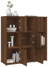 barna tölgyszínű szerelt fa könyvszekrény 90 x 30 x 90 cm