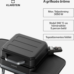 Klarstein Gatsby elektromos grill, Beltéri és kültéri használat, 3050 W, EasyGrill Concept, 240 °C-ig