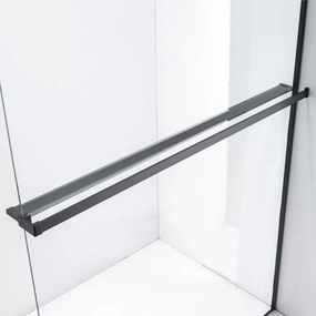 Stuxi Milano Gate Black Plus 1 falsíkra szerelhető, két oldalfalas walk-in zuhanyfal, 70x110 cm, 8 mm vastag vízlepergető biztonsági üveggel, helytakarékos sarokmerevítőkkel
