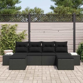 Kerti Kanapé Szett 6 pcs Fekete 184 x 62 x 85 cm Poli rattan