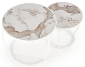 AURORO 2 db-os dohányzóasztal szett, bézs/fehér