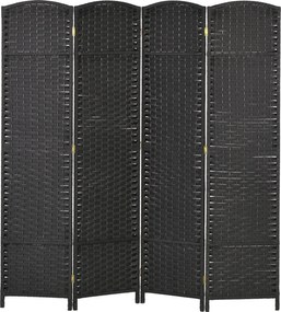 HOMCOM 4-Panel Szobaelválasztó 160x170 cm Összecsukható Szobaelválasztó Nappalihoz, Hálószobához, Irodához Fekete | Aosom