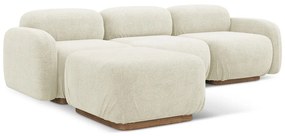 Krémszínű buklé moduláris sarokkanapé Ailani – Makamii